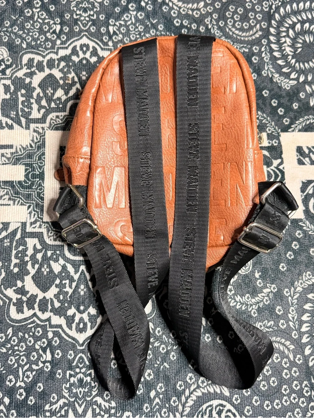 See By Chloe Cognac Brown Embossed Leather Mini Backpack with Tassel